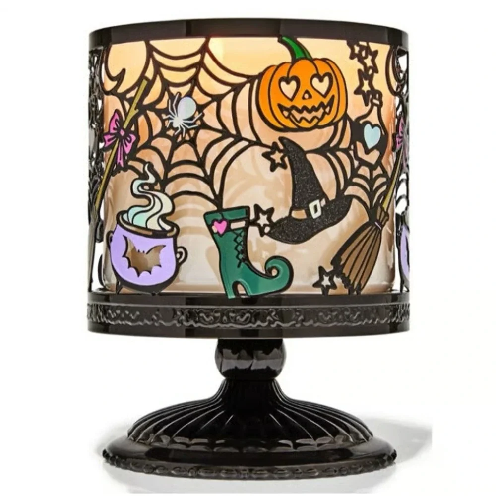 2025 Bath & Body Works Witch Halloween 3-Wick Candle Holder Pedestal Metal